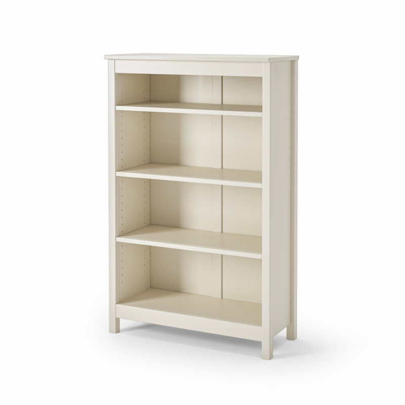 Bibliothèque en bois massif de style Shaker classique, (4 tablettes) H 48 po x l 30 po x P 13,25 po, Blanc cassé