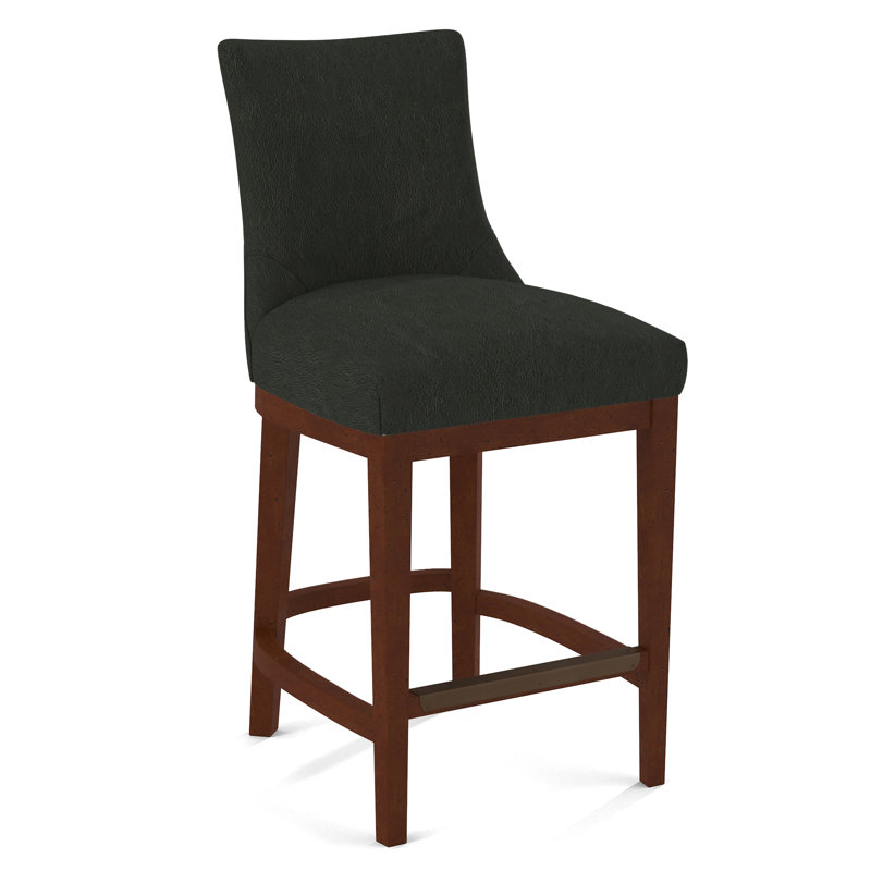 Upholstered Stool, Salvador Asphalt, Pecan