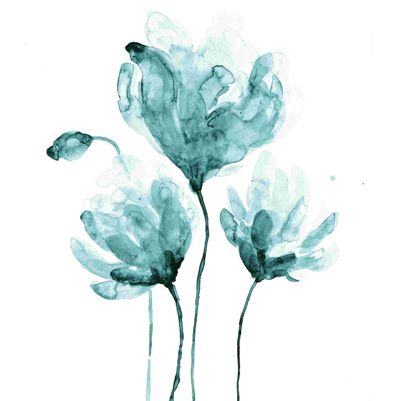 Fleurs bleu minéral 2 par - sur, H 30 po x l 30 po