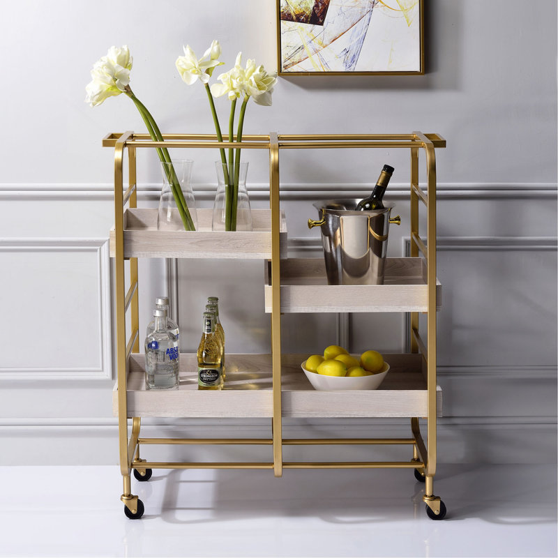 Chariot de service délavé avec 3 plateaux réglables