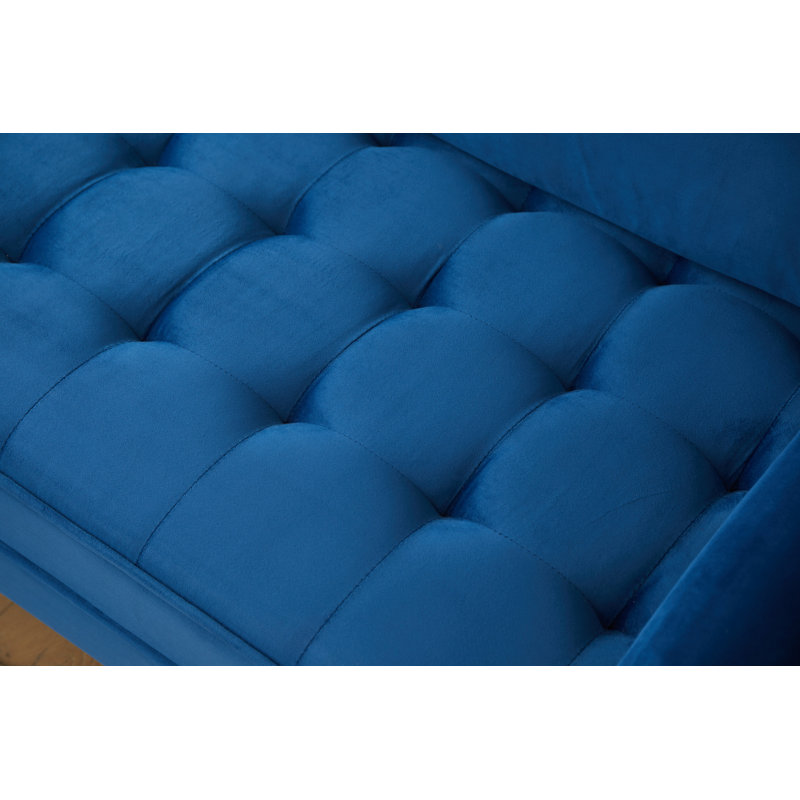 Marsai 59'' Upholstered Loveseat, Navy Blue Velvet