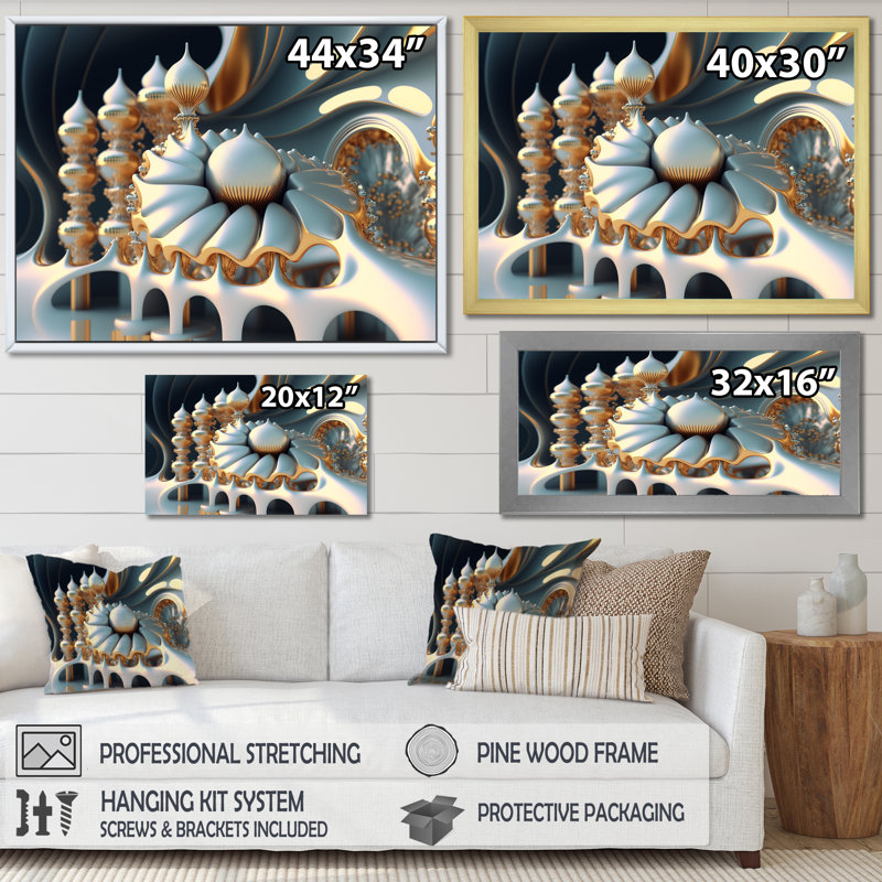 Fractal architecture futuriste I, H 24 po x l 32 po x P 1 po, Cadre naturel flottant