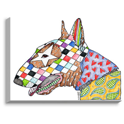 « bull terrier dog » par marley ungaro, reproduction d’art sur toile tendue