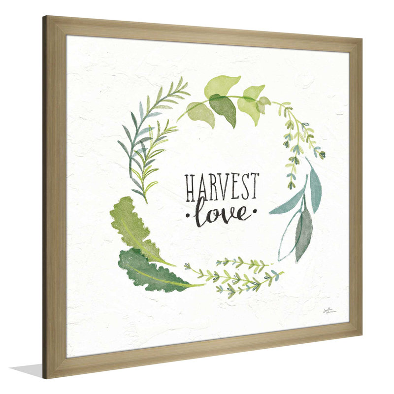 «Fine Herbs III», art textuel sur toile, H 21,5 po x l 21,5 po x P 0,75 po, Encadrement champagne