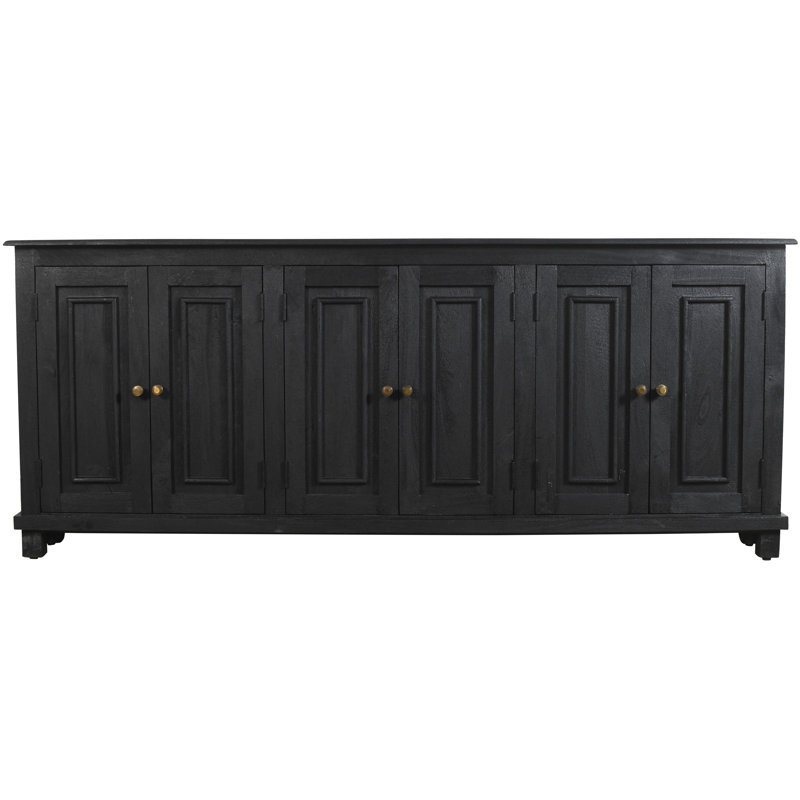 Homaira 6-Door Solid Mango Wood Sideboard, Charcoal Gray