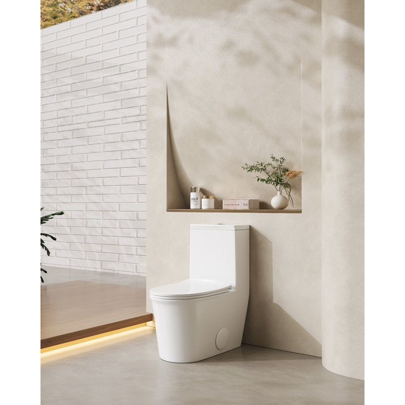 White Ceramic CUPC Certified, One Piece Elongated Comfort Height Toilet, Super Quite Flushing, Dual Flush, Ceramic, Watersense, Leak Resistant, Stain Resistant, Antimicrobial