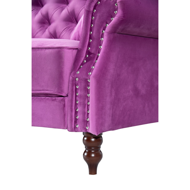 Hanika 87.8'' Velvet Sofa, Violet
