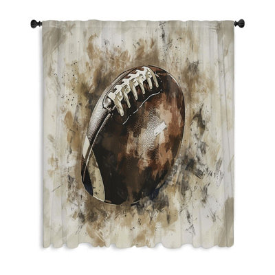 Football Rugged Warm Sheer Curtain Single Panel