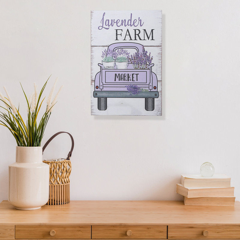 Panneau mural en bois avec camion de lavande