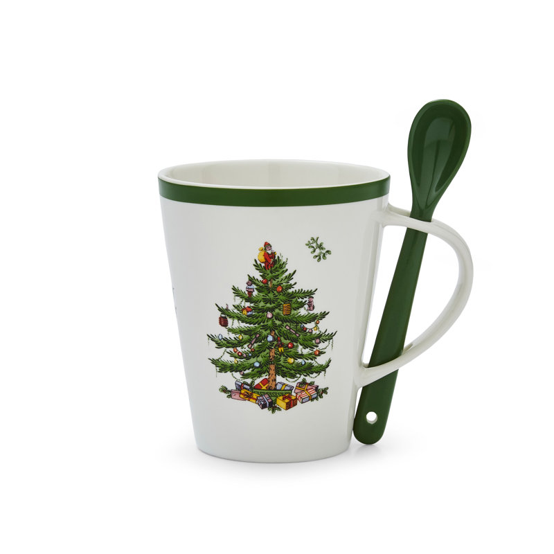 Ensemble de cuillères et tasses d'arbre de Noël 14 oz Spode