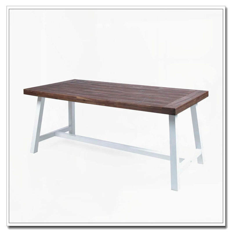 Table de salle à manger d'extérieur en bois d'acacia, Brun / blanc