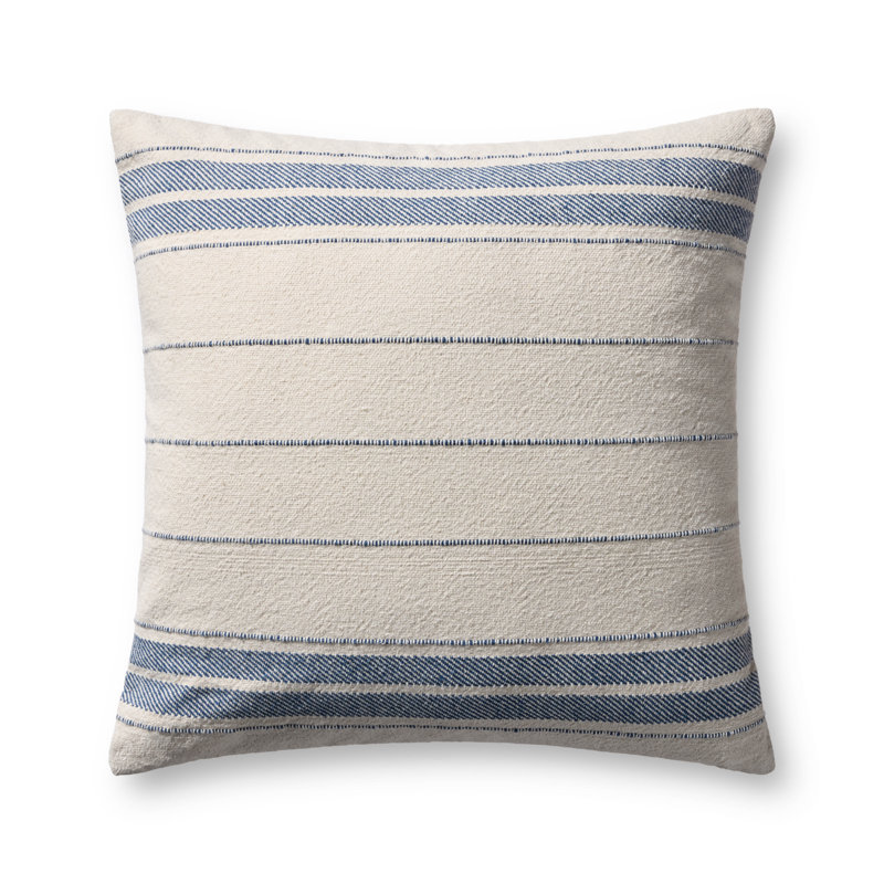 Magnolia Home by Joanna Gaines x Loloi Selena Accent Pillow, Beige/Blue, Down / Feather, Square 22"