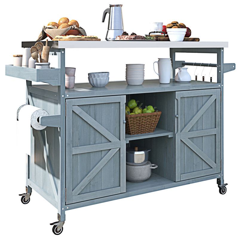 Îlot de cuisine extérieur (tabouret non inclus), Bleu
