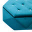 Rangement en velours bleu diamant Polygon, assise et repose-pieds confortables, 34 pouces de long, 30,5 de large, 13,5 de haut, idéal pour le rangement multifonctionnel de décoration intérieure, L 34 po x l 30,5 po H 13,5 po, dortoir approprié-595396006