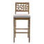 Tabouret de comptoir rembourré en chêne et gris avec structure en bois massif, assise requise en chêne, nécessaire