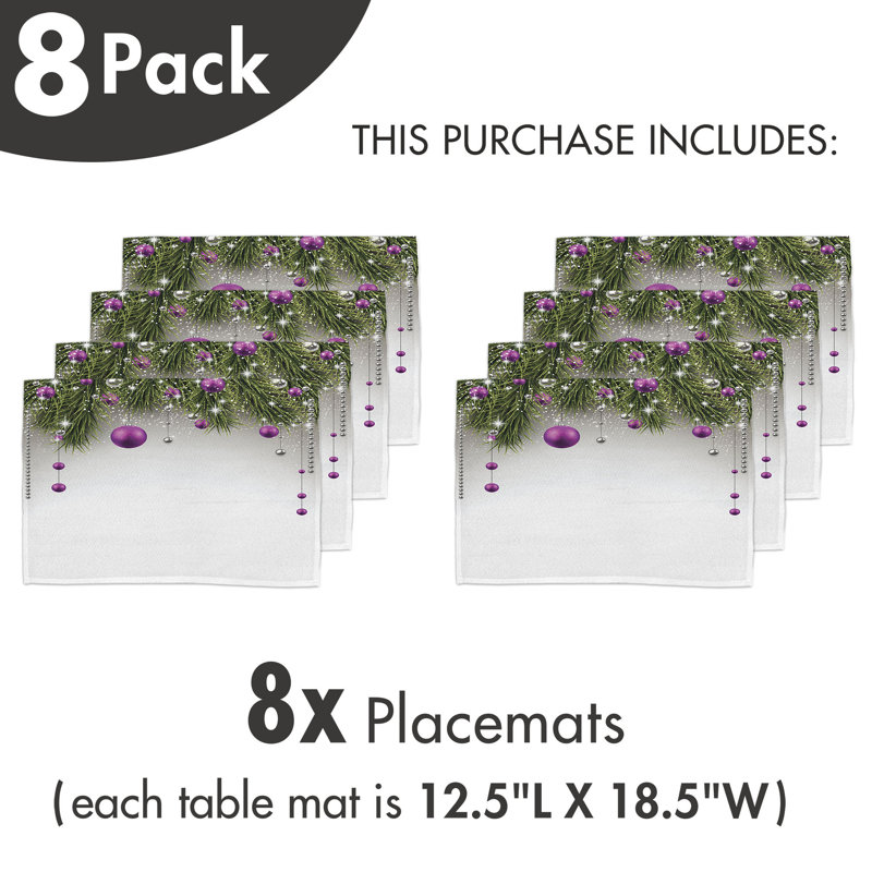 Ensemble de 8 napperons 8 pièces East Urban Home pourpre, gris, vert