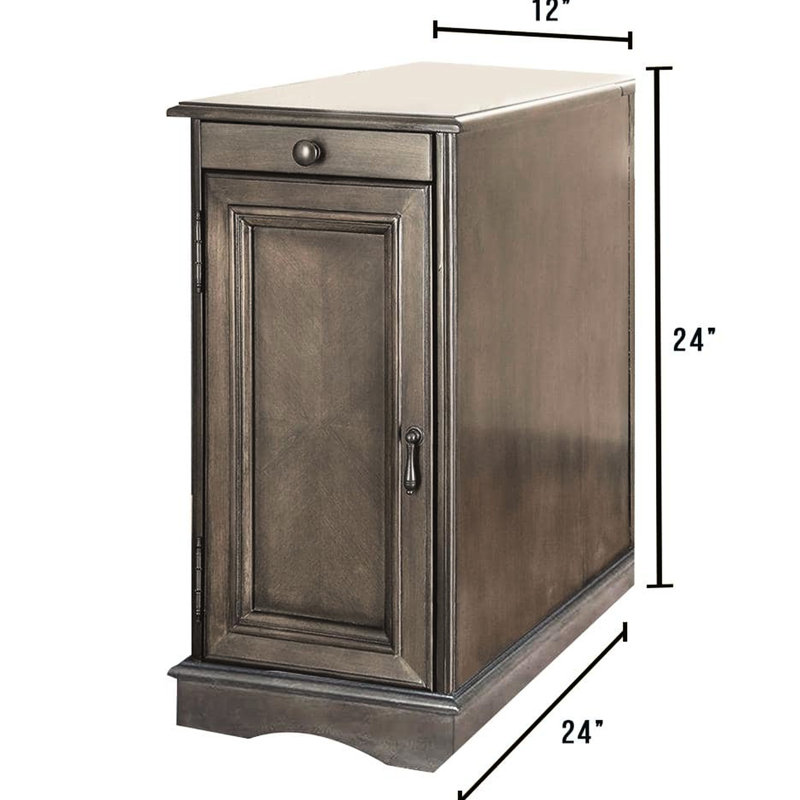 Transitional Nightstand With And Storage Compartment - Grey Side Table Charging Gray Finish, Gray