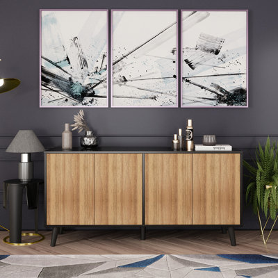 Caplinger Sideboard Buffet Cabinet With Storage, 55" Kitchen Storage Cabinets With 4 Doors