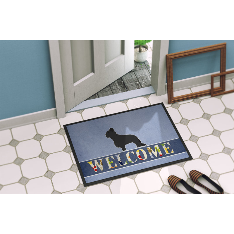 Welcome Non-Slip Outdoor Door Mat, Briard, Rectangle 2' x 3'