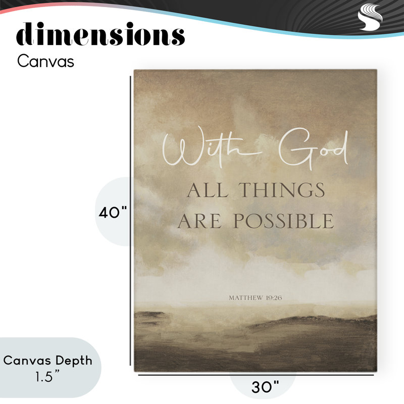 With God Matthew Proverb Canvas, design par John Spaeth, H 40 po x l 30 po