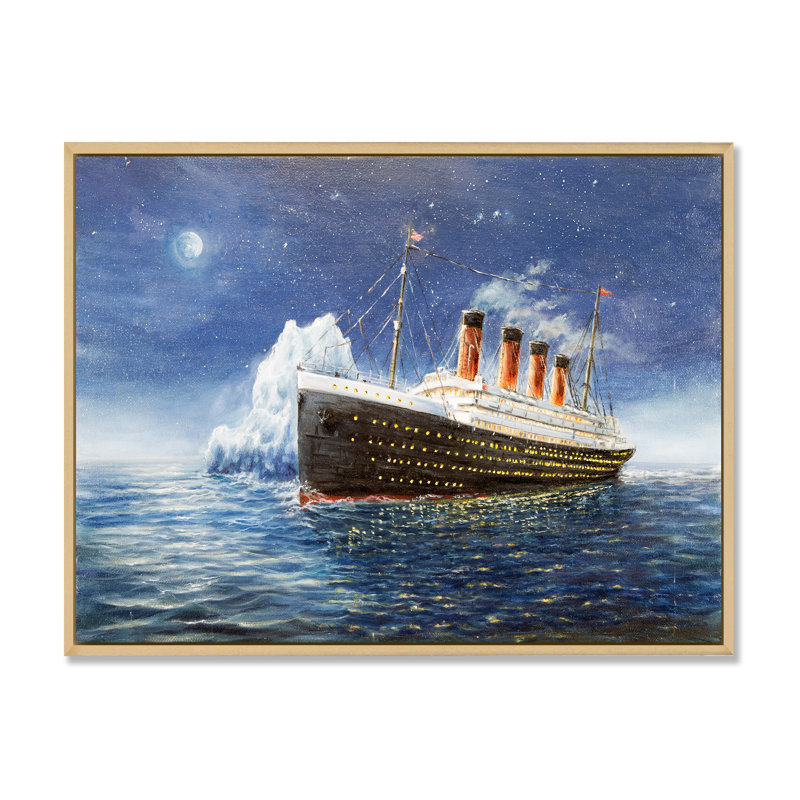 Titanic - reproduction sur toile, H 30 po x l 40 po x P 1,5 po, Toile naturelle avec cadre flottant