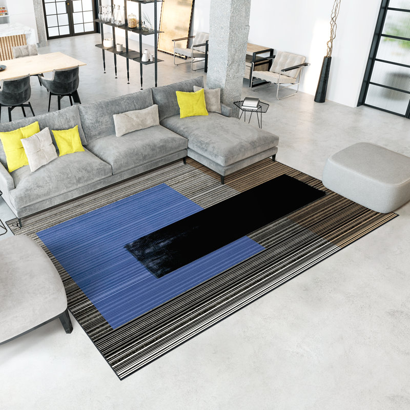 Tapis lavable à motif géométrique de 8 pi x 10 pi avec entre-deux antidérapant Read Entre les lignes II