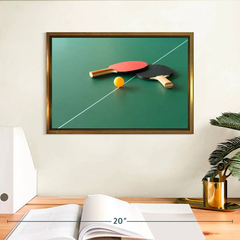 Ensemble de jeu de ping-pong, Cadre flottant doré, 13 po x 9 po