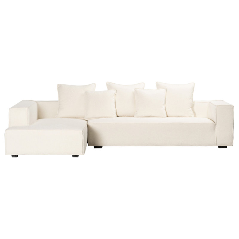 79'' Wide Right Hand Facing Sectional Stationary Corner Sectional, Natural White Boucle, Right Hand Facing