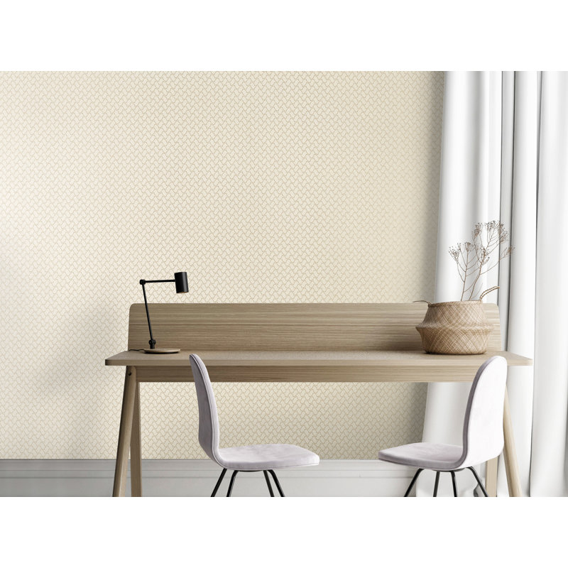 Slow Living Glitter Geometric Lines Wallpaper Roll, Sand Gold