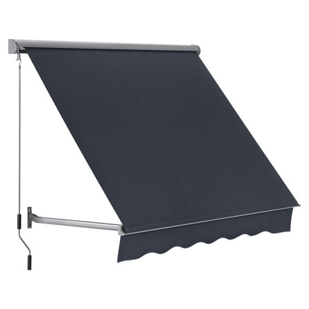 Retractable Window Awning with Adjustable Canopy Angle, Aluminum Frame