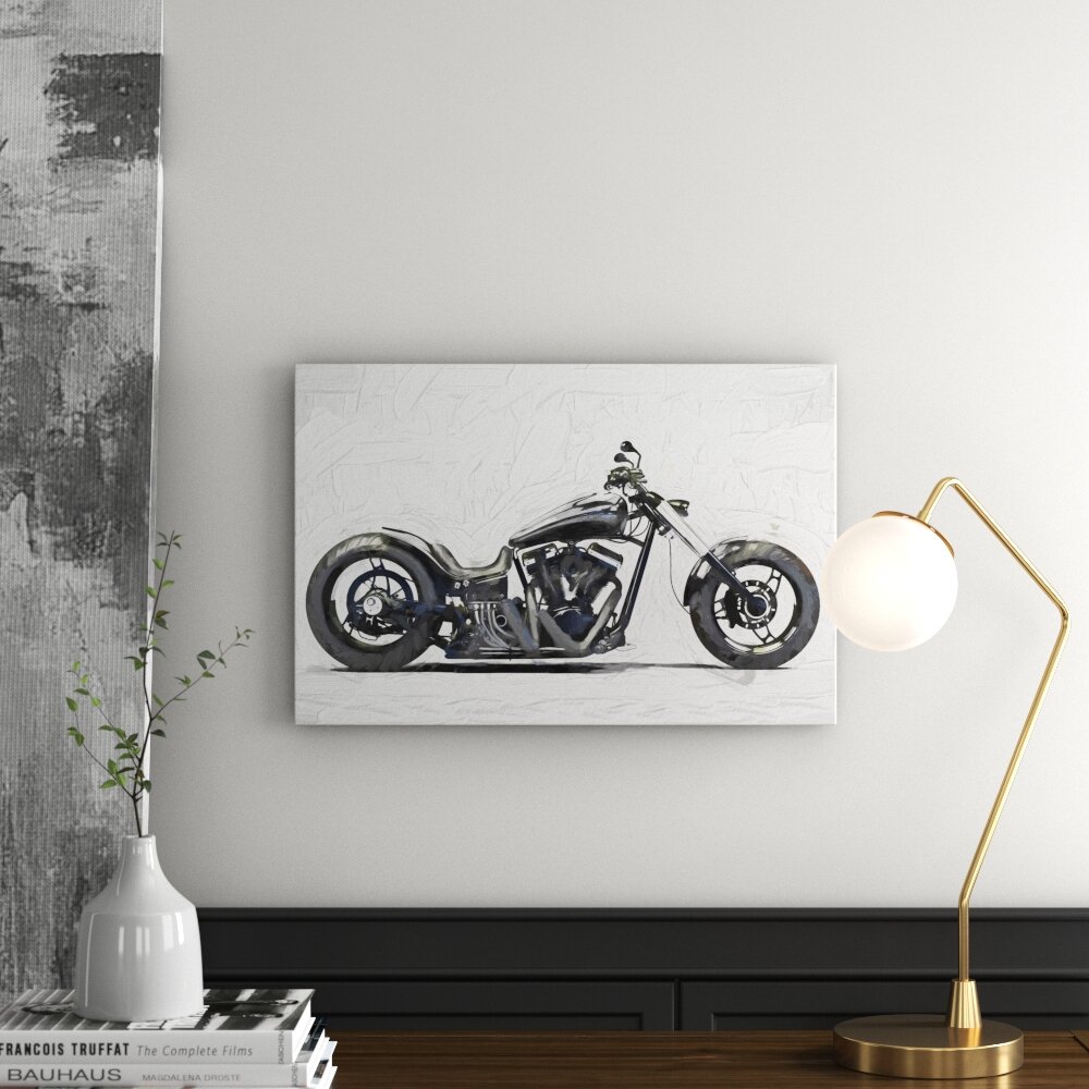 Leinwandbild „Motorrad grau Carbonoptik“, Grafikdruck