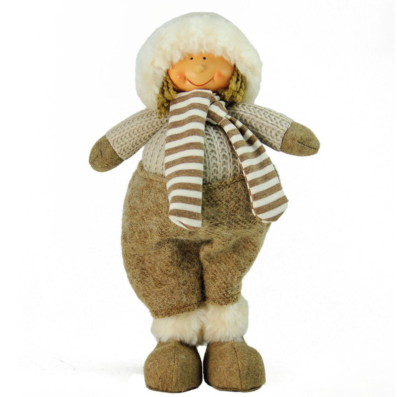 Figurine de table de Noël garçon 12 po gris et brun 12 po