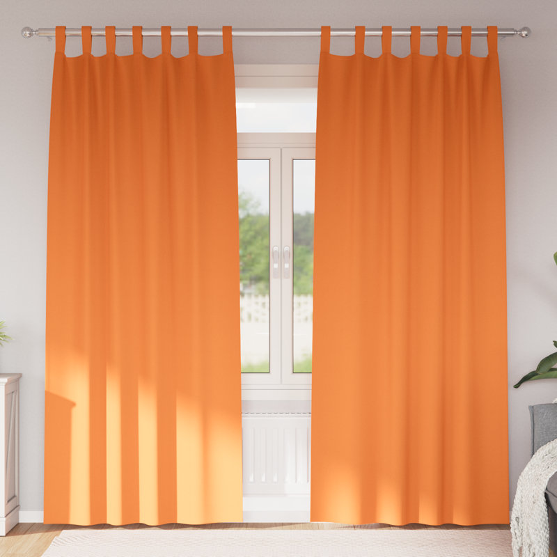 Curtains With Curtains 2 Pcs Polyester, Bright Orange, 140cm Width x 245cm Drop