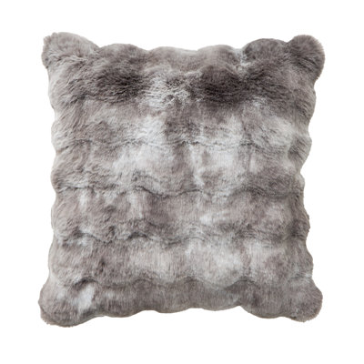 Winston 20" Square Faux-Fur Pillow - Gray