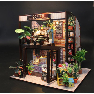 Wizardi Miniature Roombox Kit - Coffee House Dollhouse Kit