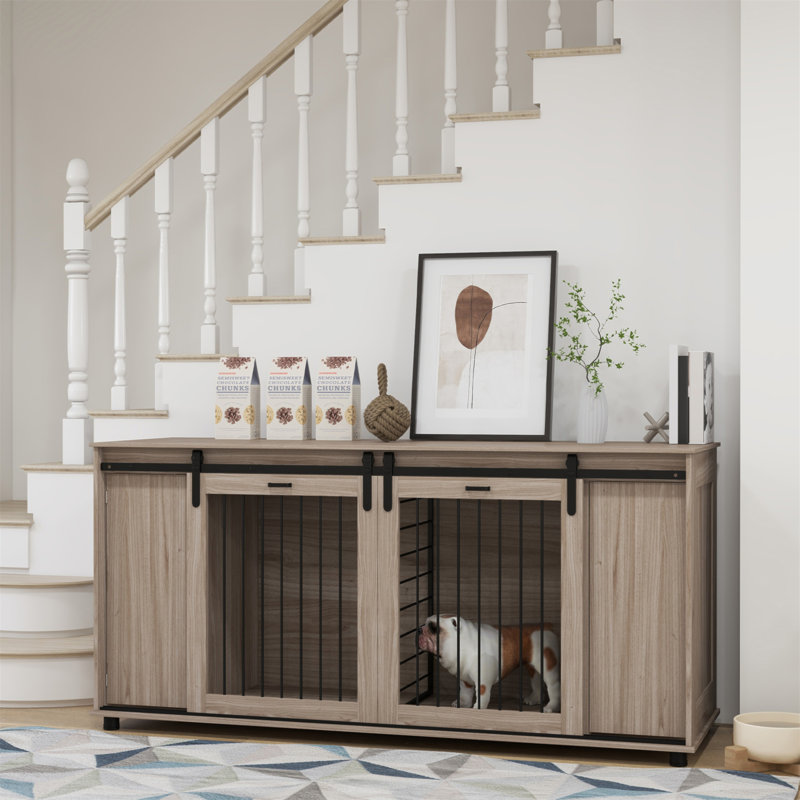 Meuble de rangement polyvalent pour chien avec cloison amovible et rangement