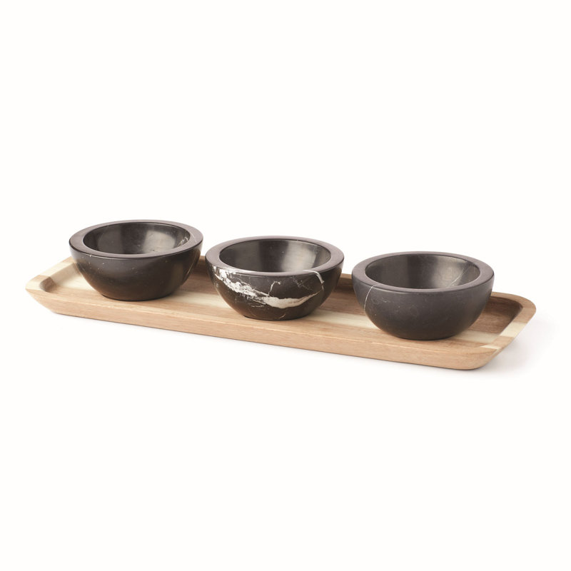 Lx Collective Accessoires Plateau de rangement LX avec 3 bols à trempette