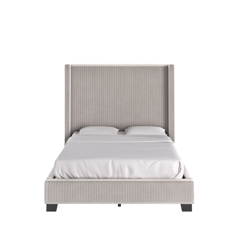 Vita Upholstered Pleated Wingback Bed