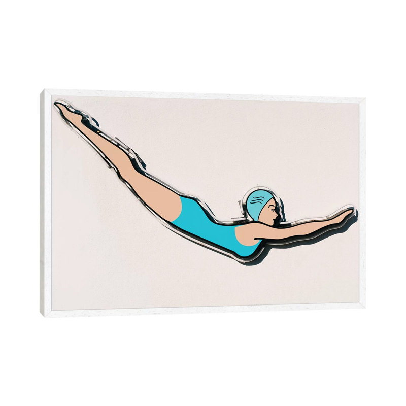 Palm Springs Dive by Bethany Young - Print on Canvas, 66.04cm H x 101.6cm W x 3.81cm D, White Framed