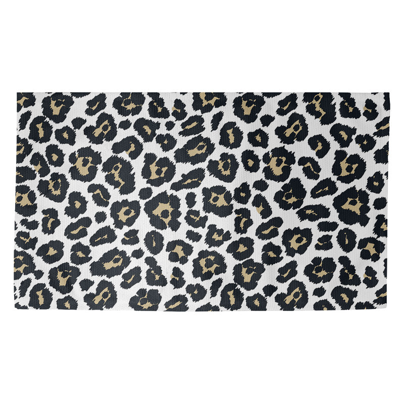 Tapis blanc / noir à imprimé animal, Rectangle 2 pi x 3 pi