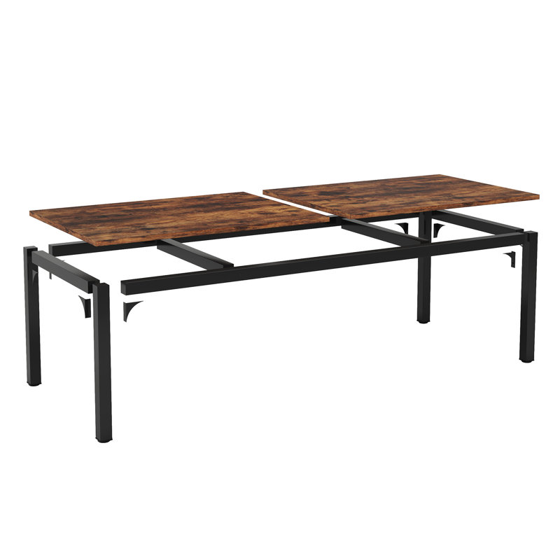 Lamekia Metal Base Dining Table, Rustic Brown, Black