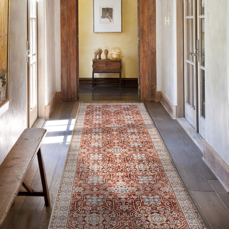 Red BAOLA Vintage Distressed Tribal Pattern Design Area Rugs for Living Room Bedroom  Dining Area, Runner 2'6" x 9'
