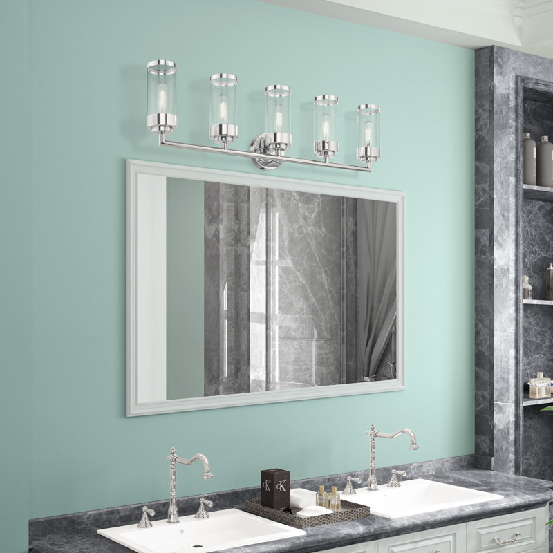 Éclairage de salle de bain à intensité variable 5 lumières Binghamton, Chrome poli