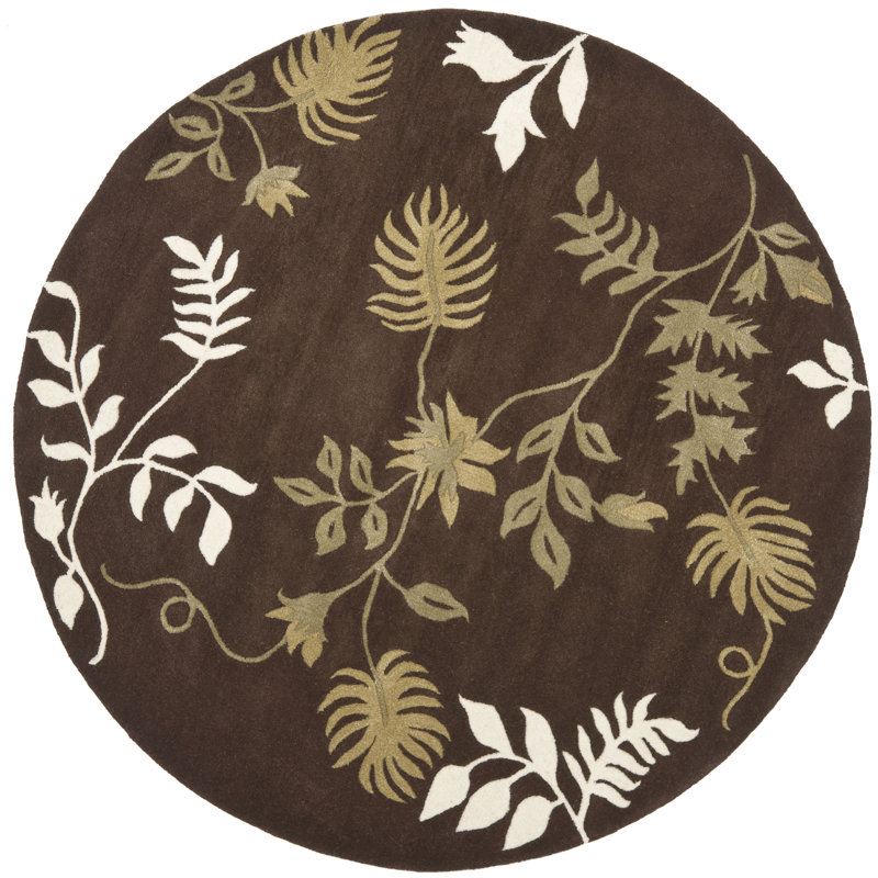 Candelo Hand-Tufted Wool Brown Area Rug, Round 6'