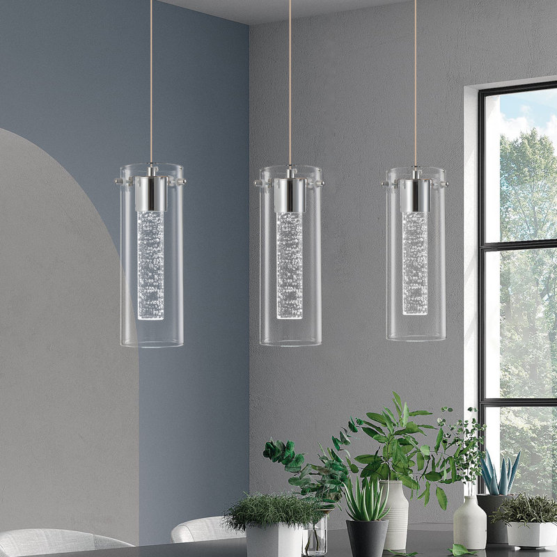 Iniko 3 - Light LED Cylinder Pendant, Chrome