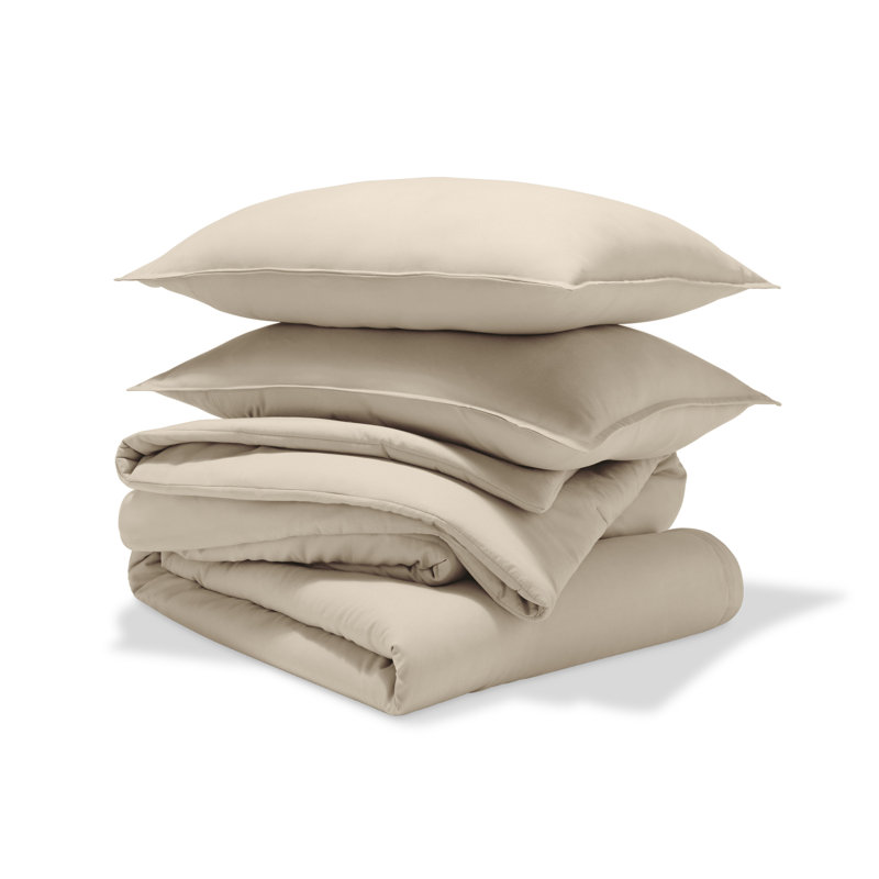 Ensemble d'édredon en duvet synthétique, Sable, Édredon pour très grand lit + 2 taies décorativ