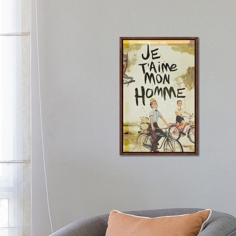 Je T'aime Homme by Heather Landis - Print on Canvas, Classic Brown Wood Framed, 66.04 cm H x 45.72 cm W