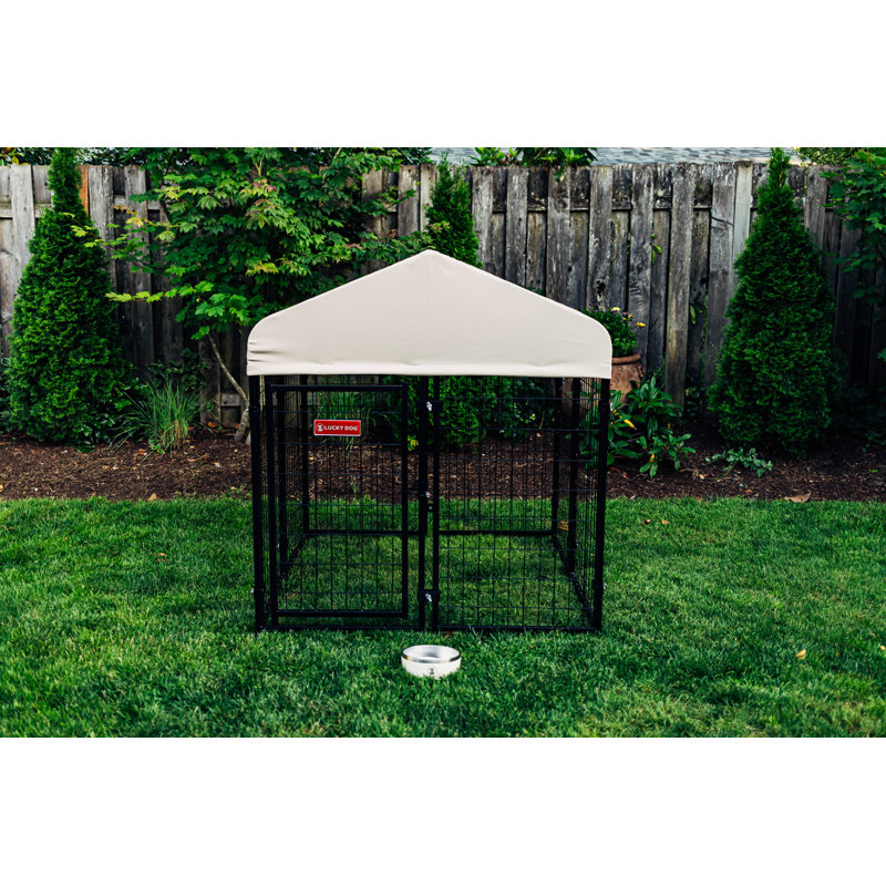 Gray Steel Frame Dog Kennel with Waterproof Canopy Roof