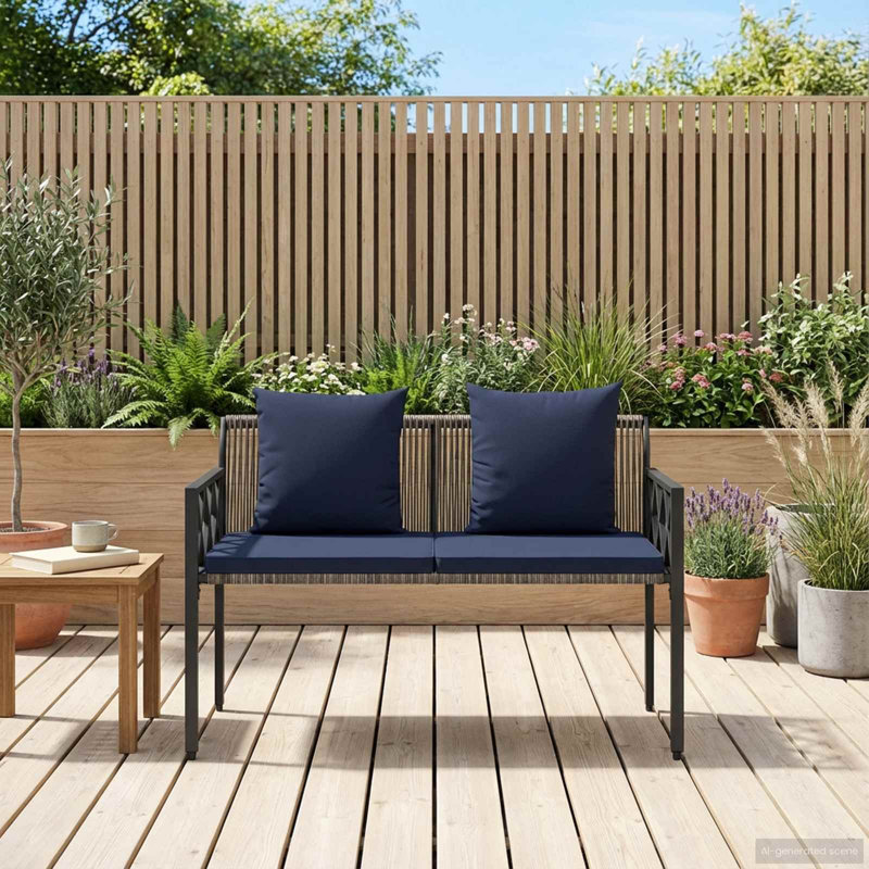Outdoor Bench, Grey, Blue