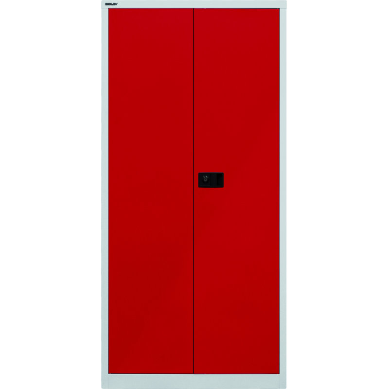 Universal 2 Door Storage Cabinet, White and red, 195cm H x 91.4cm W x 40cm D, Galvanised